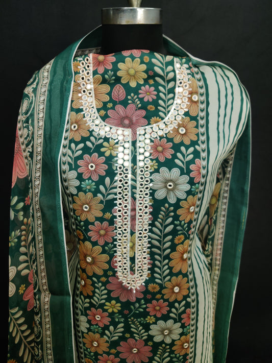 Unstitched Elegant Embroidery Digital Printed Suit Set For Women