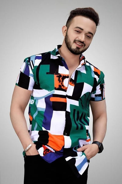 Fancy Printed Half Sleeves Regular Fit Shirt For Men - M / As Per Availability - Shopaholics