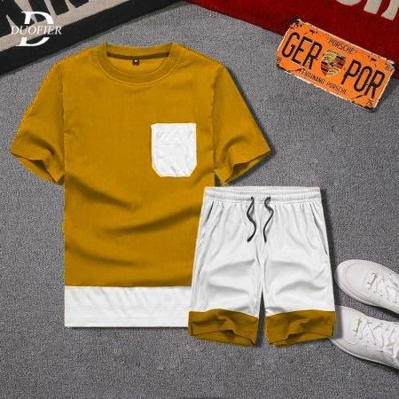 Dryfit Yellow Solid Half Sleeves Regular Fit Track Suit - Shopaholics