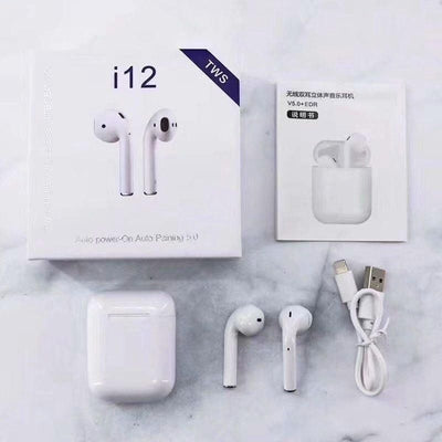 I 12 Airdrops Earbuds For Men And Women - Free Size / White - Shopaholics