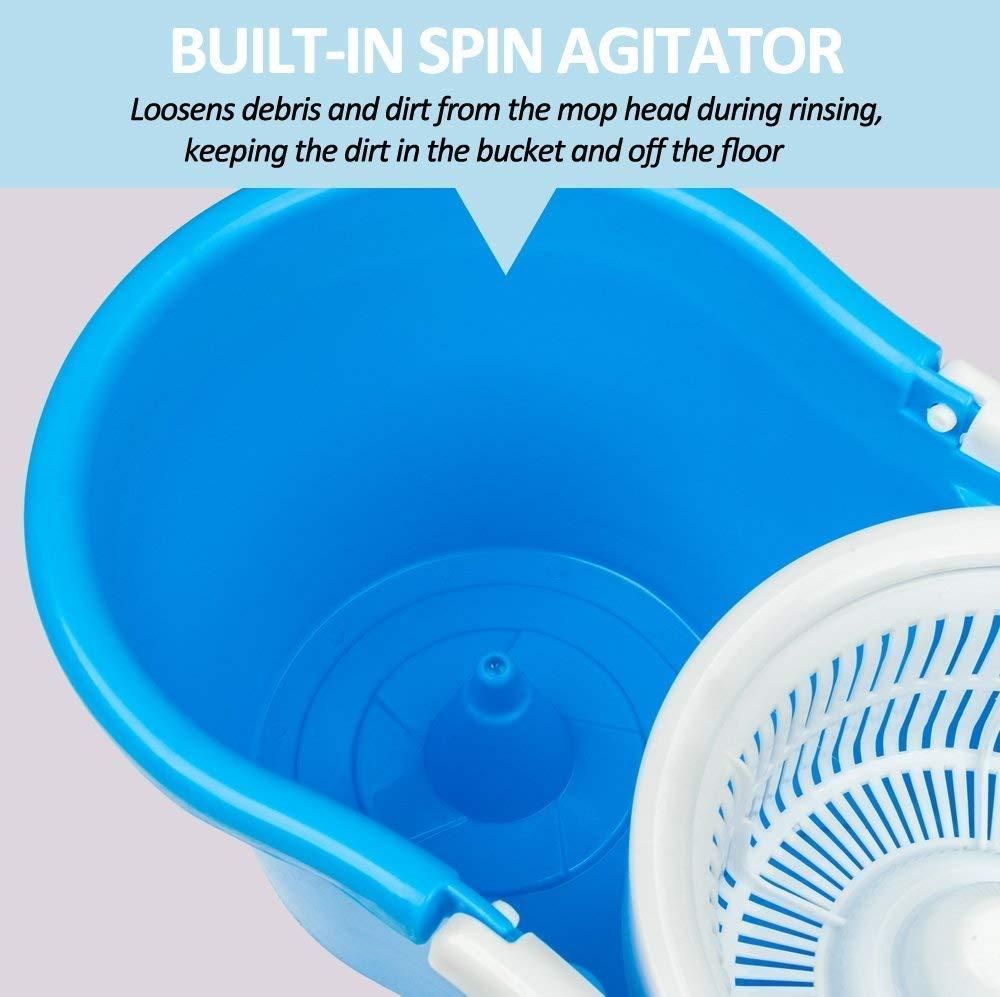 Mop - 360 Degree Spin Bucket Mop With 2 Microfiber Head - Shopaholics