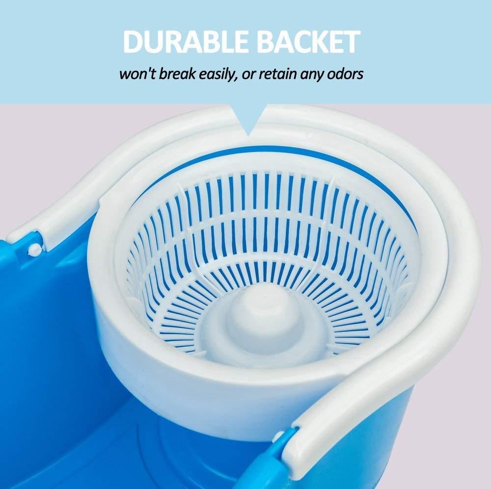 Mop - 360 Degree Spin Bucket Mop With 2 Microfiber Head - Shopaholics