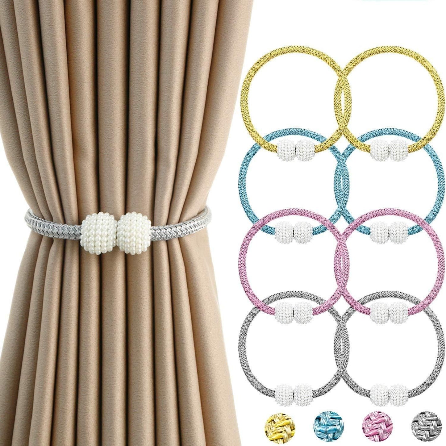 Magnetic Curtain Tieback Clips (Pack of 2) - Shopaholics