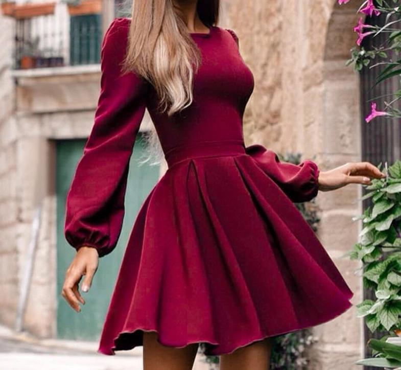 Wine Red Winter Women Dress – Shopaholics