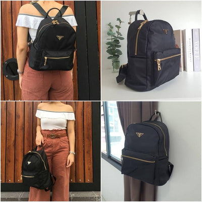 Black Nylon Backpack For Men And Women - Shopaholics
