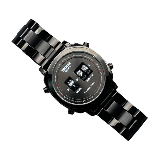 Black Drum Roller Wrist Watch For Men - Shopaholics
