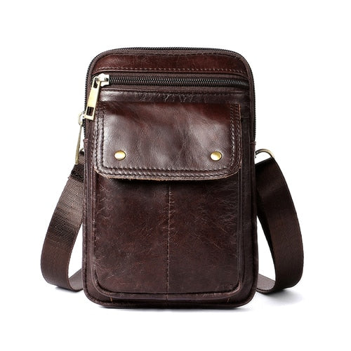 Leather Large Capacity Men Waist Pack Leather Bag - Coffee / 13 X 20 X 4 cm - Shopaholics
