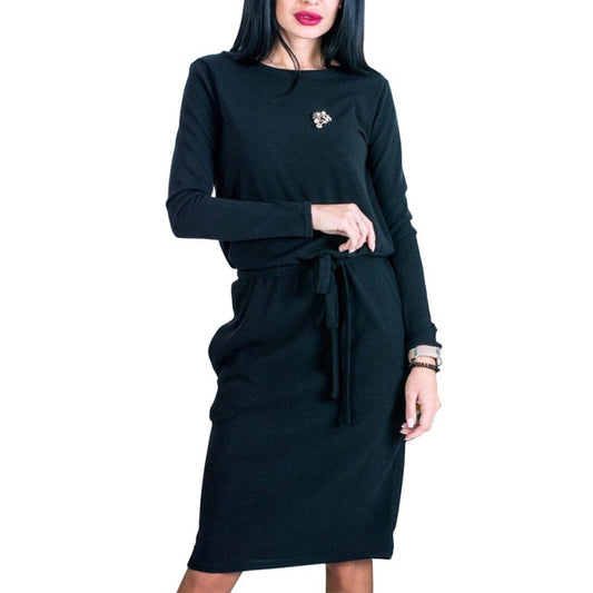 Casual Women Midi Dress - Black / S - Shopaholics