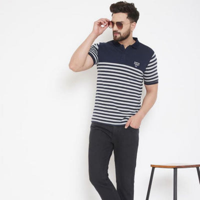 Classic Striped Regular Fit T-Shirt For Men - Shopaholics