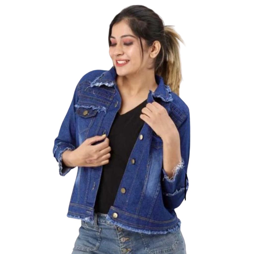 Three quarter sleeve jean on sale jacket