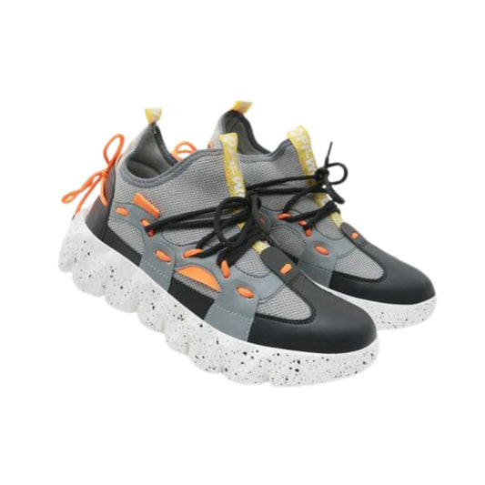Designed Reflecting Laces Around Running Sports Shoes For Men - 6 / Black-Orange - Shopaholics