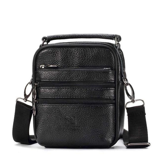 Men Casual Genuine Leather Messenger Bag - Black - Shopaholics