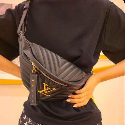 Fashionable Wave Shoulder Strap Chest Crossbody Handbag For Women - Coffee - Shopaholics