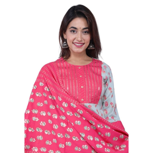 Heavy Rayon Kurti And Pant With Dupatta For Women - Shopaholics