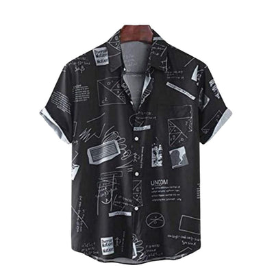 Lycra Printed Regular Fit Half Sleeve Shirt For Men - M-38 / Black - Shopaholics