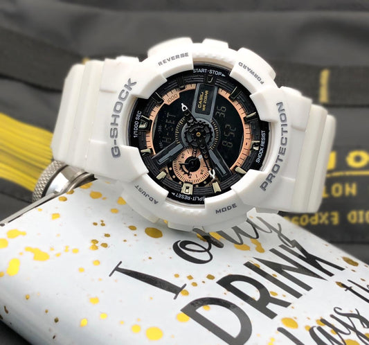 White G-Shock Resin Strap Wrist Watch For Men - White - Shopaholics