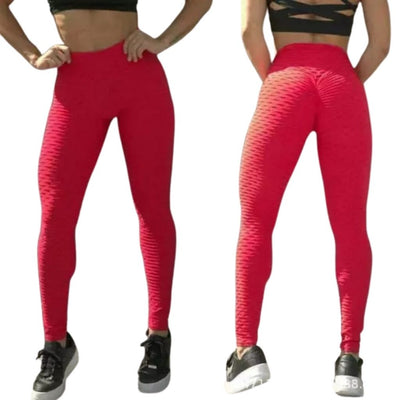 Pink Bubble Lifting High Waisted Leggings For Women - Dark Pink / S - Shopaholics