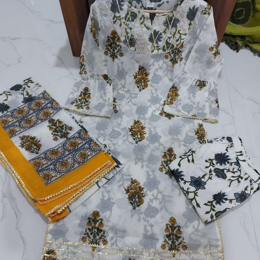 Printed Kota Doriya With Soft Malmal Kurti For Women - Shopaholics