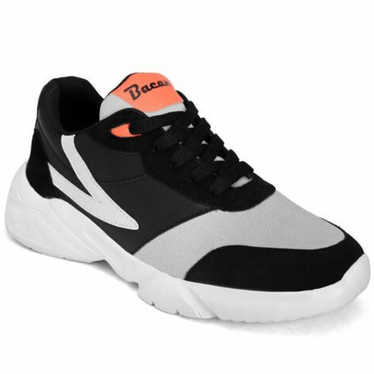 Relaxed Casual Ankle Running Sports Shoes For Men - 6 / Black-Grey - Shopaholics