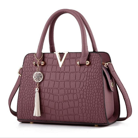 Luxury Leather Tote Designer Handbag For Women - Purple / 28cm by 20cm by13cm - Shopaholics