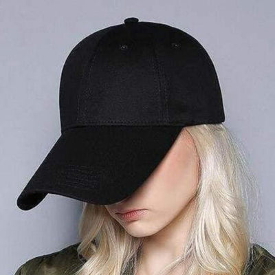 Solid Design Black Cotton Baseball Caps And Hats For Women - Black / Free - Shopaholics