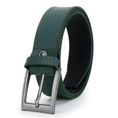 Solid Designer Faux Leather Belts For Men - Green / 26" - Shopaholics