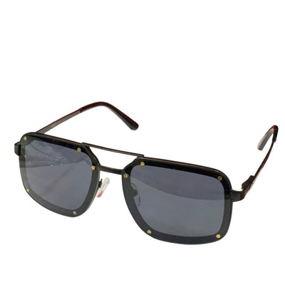 Solid Titanium Square Sunglasses For Men - Black - Shopaholics