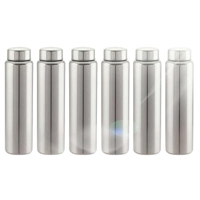 Stylish Stainless Steel Water Bottles 6 Combo Set - 1000 ml. / Silver - Shopaholics