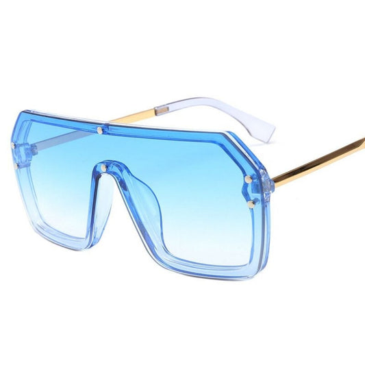Wayfarer Square Oversized Sunglasses For Men And Women - Cyan - Shopaholics