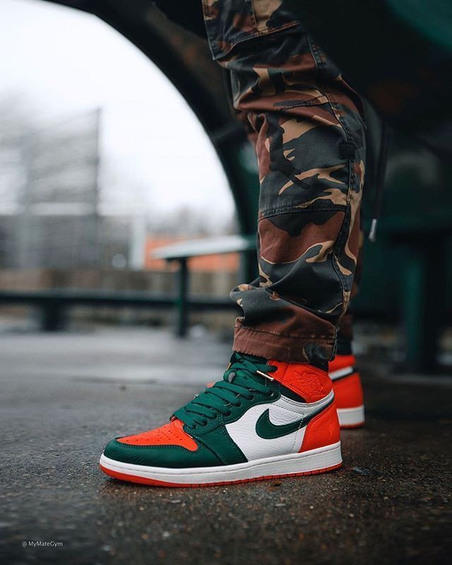 Jordan 1 Retro Miami Solefly Sneakers Shoes For Men