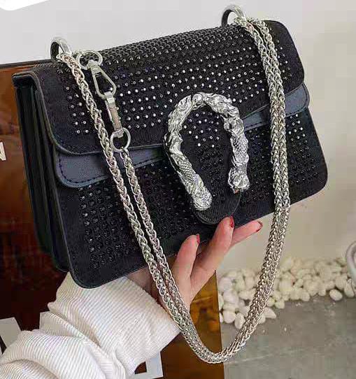 Studded Side Sling Horse Shoe Handbag For Women