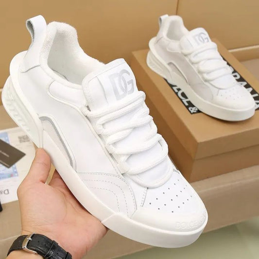 Elegant White Leather Sneakers Shoes For Men