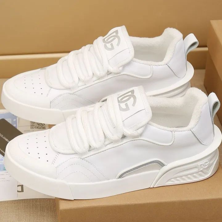 Elegant White Leather Sneakers Shoes For Men