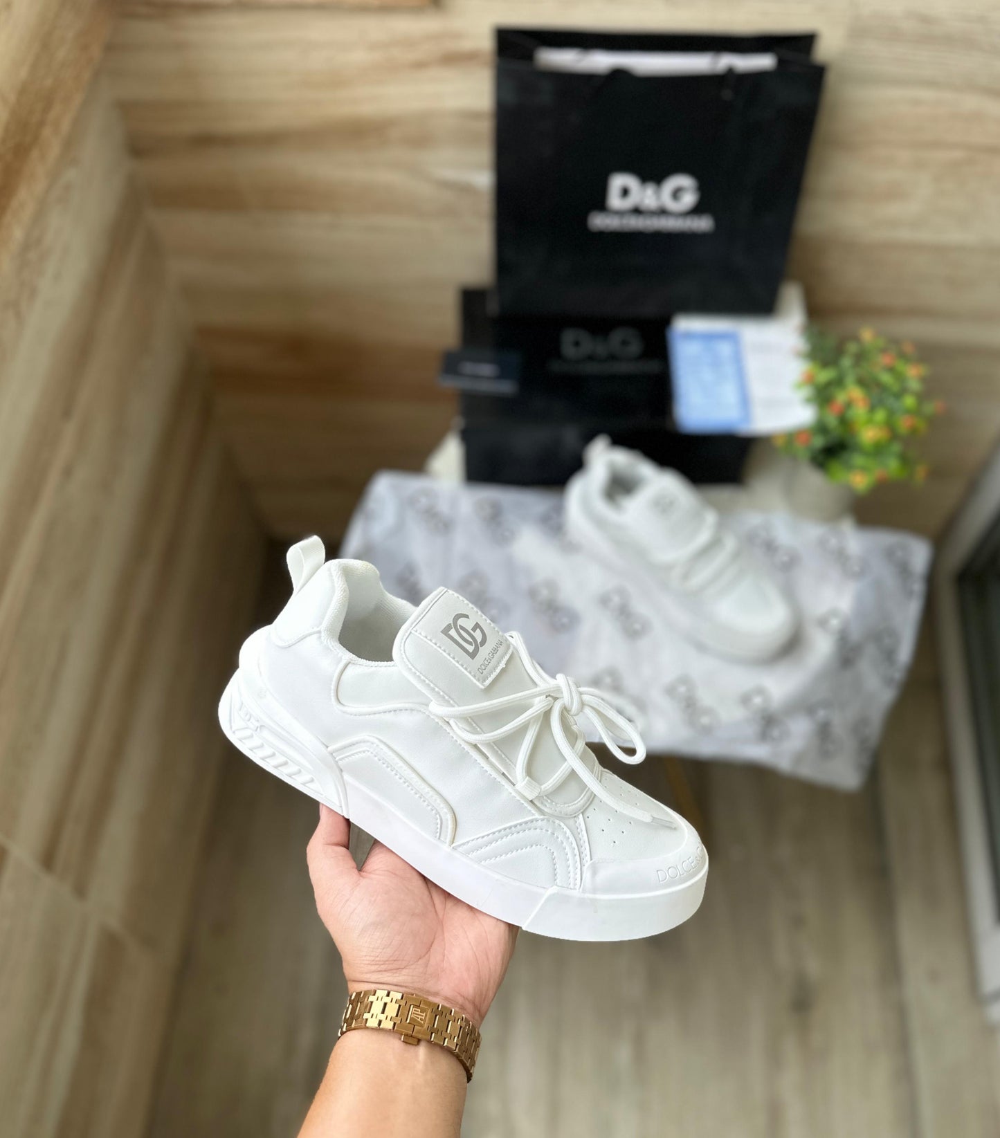 Elegant White Leather Sneakers Shoes For Men
