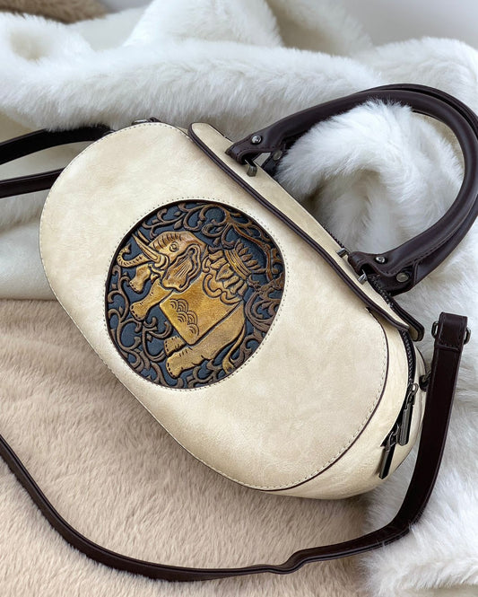 Rajwadi Print Shoulder Leather Handbag For Women