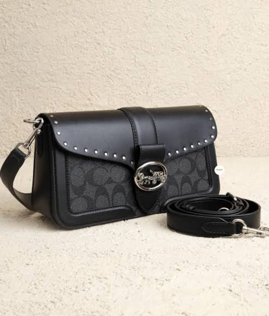 Stylish Solid Sling Leather Handbag For Women