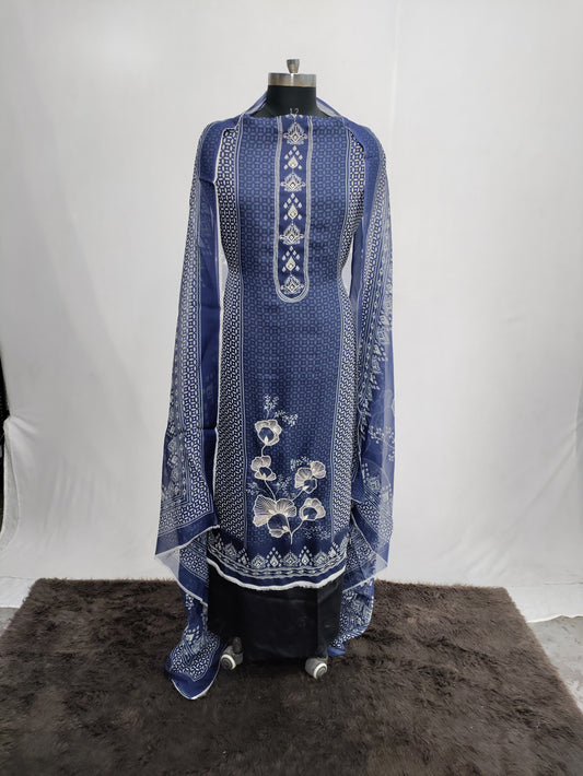 Designer Muslin Plain Embroidery Printed Suits For Women