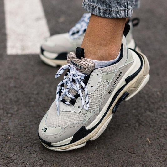 Beige Grey X Triple S Sneakers Shoes For Women