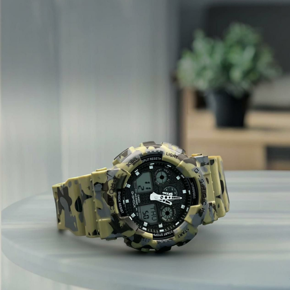 Green Army Chronograph G Shock Rubber Strap Wrist Watch For Men Shopaholics
