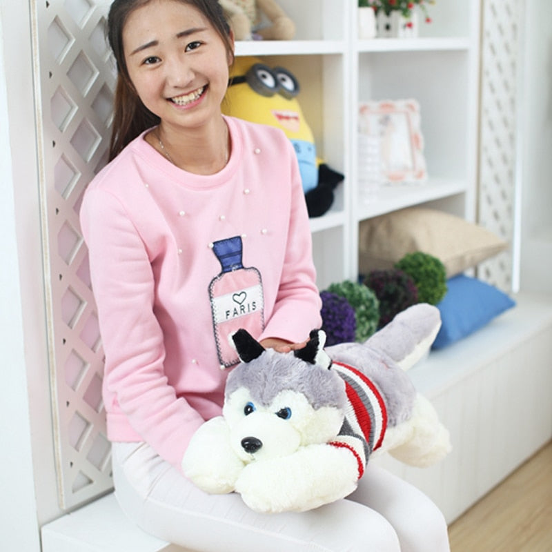 Siberian Husky Lies Prone Soft Toy - Shopaholics