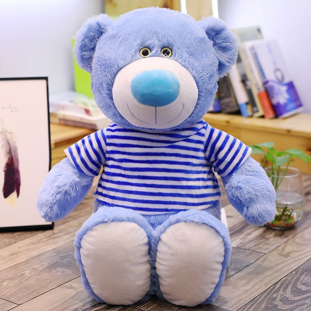 Stuffed T-Shirt Teddy Bear Soft Toy - Blue - Shopaholics