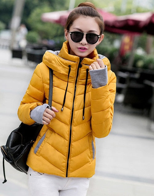 Women Warm Parkas Thicken Outerwear Jacket - Dark Yellow / L - Shopaholics