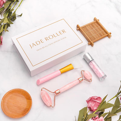 Natural Rose Quartz Jade Roller for Face Lift - Shopaholics