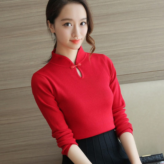 Korean Collar Sweater for Women - Red - Shopaholics