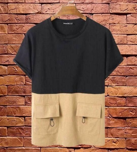 Cotton Half Sleeves Round Neck T-Shirt For Men - M / Black / Cotton - Shopaholics