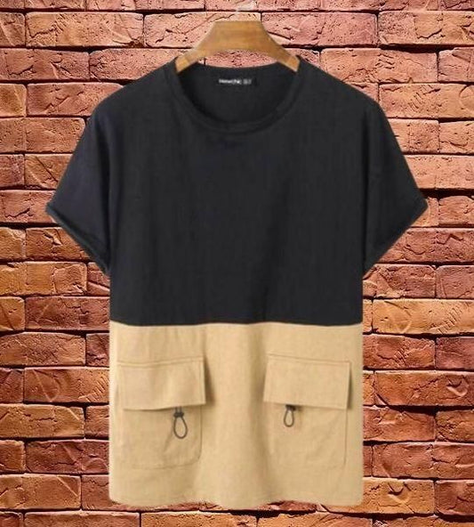 Cotton Half Sleeves Round Neck T-Shirt For Men - M / Black / Cotton - Shopaholics