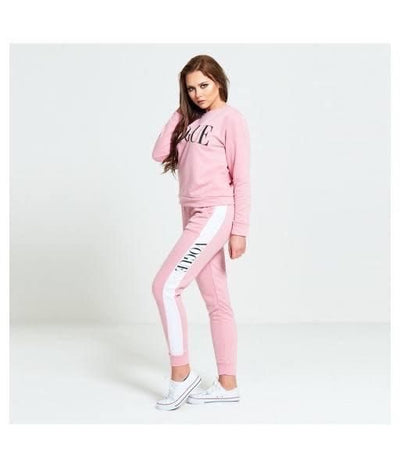 Cotton Rib Color Block Printed Track Suit For Women - Shopaholics