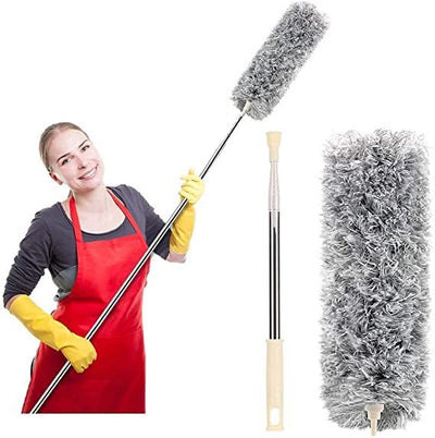 Microfiber Feather Duster Bendable And Extendable With 100 Inches - Shopaholics