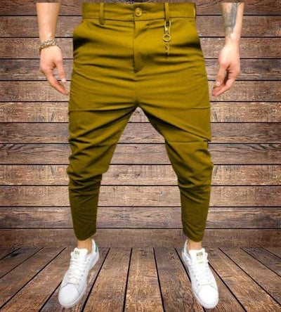 4 Way Casual Lycra Solid Regular Fit Trousers For Men - 32 / Yellow - Shopaholics