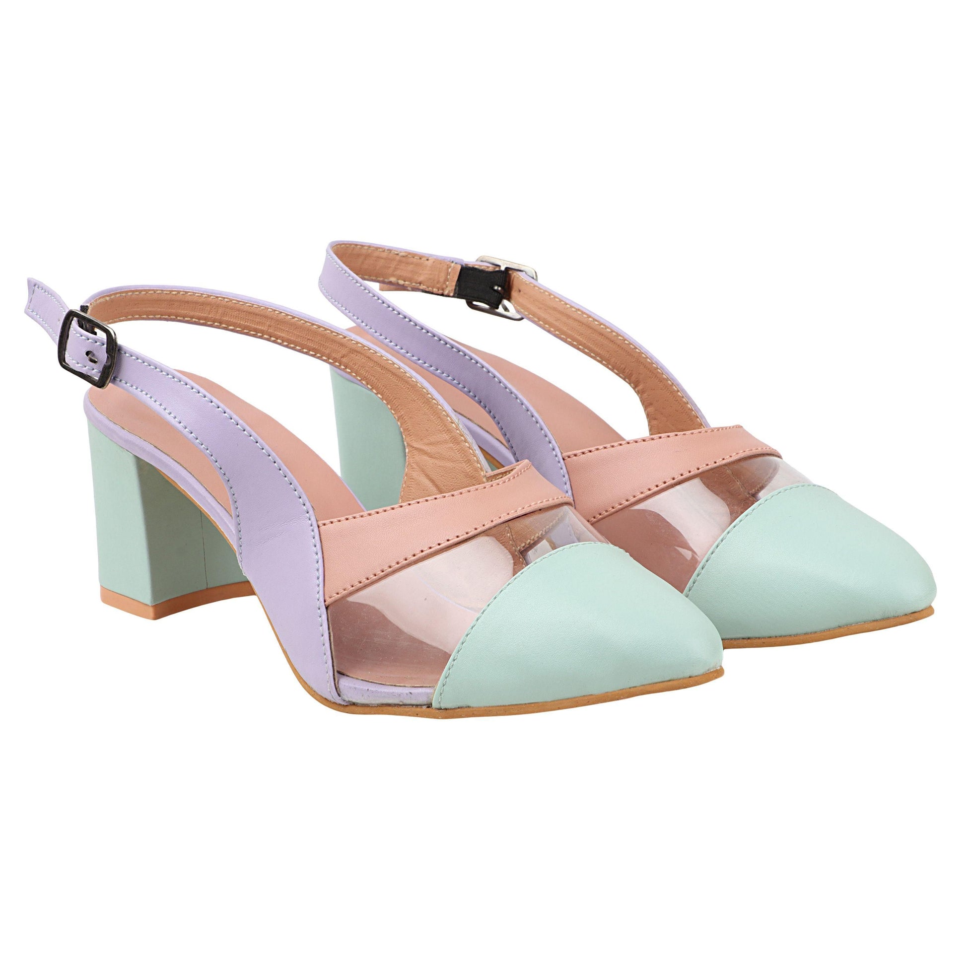 Solid Green Heels Slip-On Sandal For Women - Shopaholics